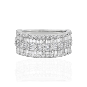 Men's Diamond Ring Baguette and Round Diamonds 2.04ct, 8.2g 14k White Gold