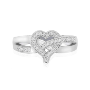 Infinity Heart Diamond Ring 0.50ct 14k White Gold 6.1g