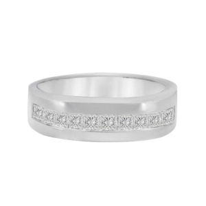 Channel Set Princess Cut Diamond Men's Band14k White Gold 1.05ct, 7.1g