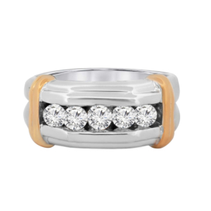Two Tone Diamond Men's Ring 1.00ct 14k 11.9g
