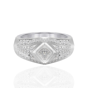 Diamond Men's Ring 0.75ctw, 14k White Gold, 9.3g