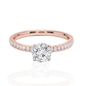 Ladies Diamond Engagement Ring 0.55ctw, 14k Rose Gold 1.7g