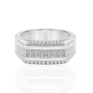 Diamond Men's Ring 1.02ctw 14k White Gold 13.9g