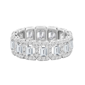 1.72ct Baguette and Round Diamond Eternity Ring 4.9g, 18k White Gold